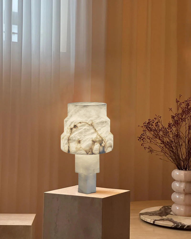 3 Ways Switch Dimmable Conial Alabaster Table Lamp 12in for bedroom - Image 4