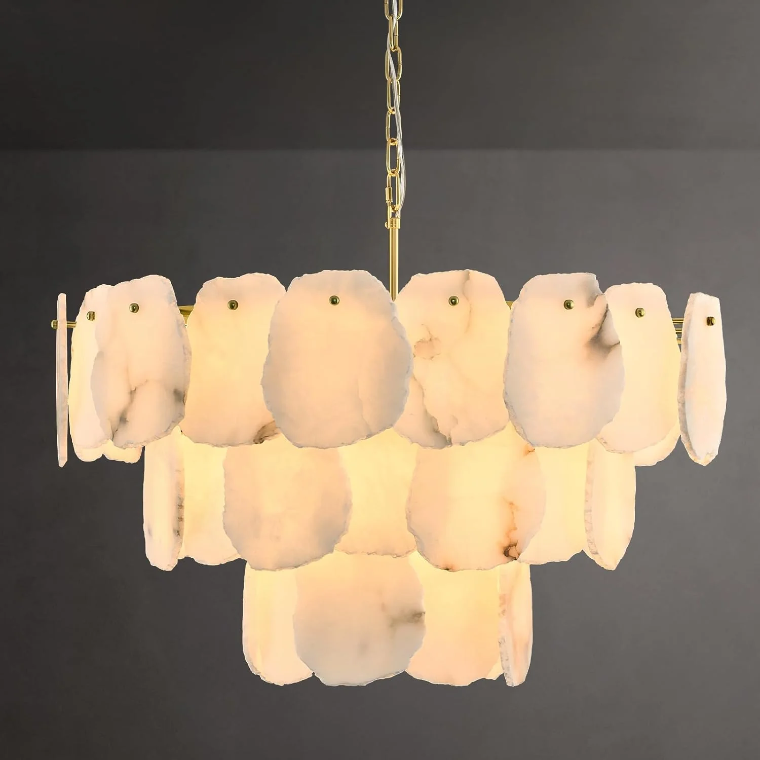 Talan Alabaster Round 3-Tier Chandelier 32″ - Image 8