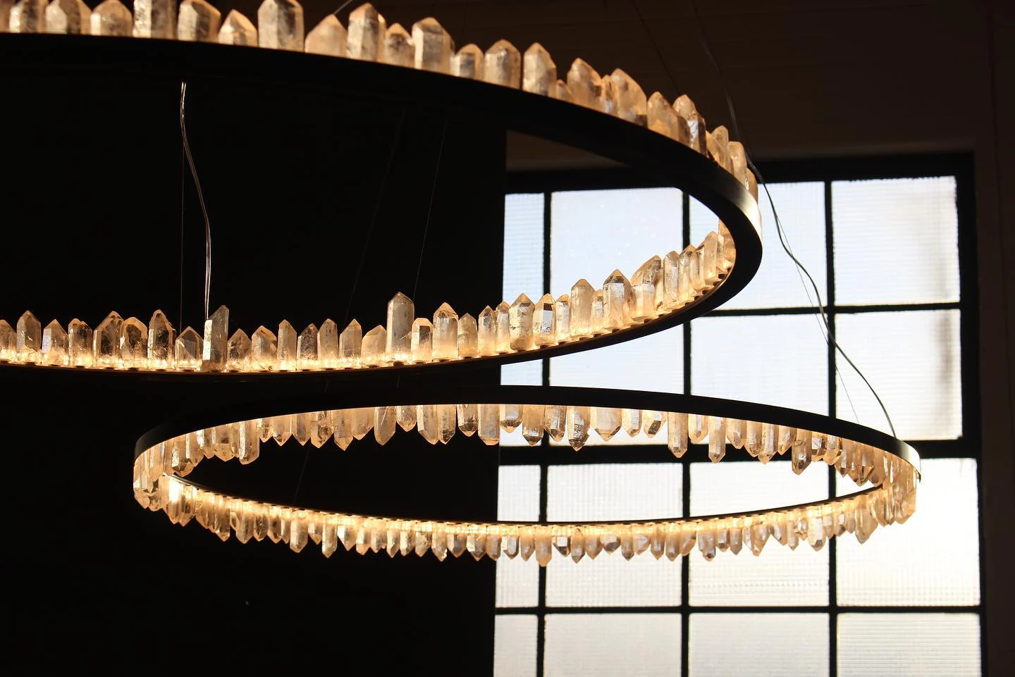 36 Inch Round Modern Chandelier Brass & Clear Geode Quartz Crystal Hanging Light - Image 13