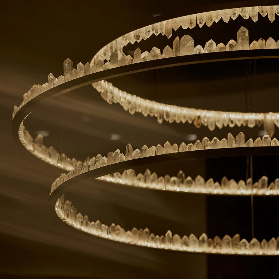 36 Inch Round Modern Chandelier Brass & Clear Geode Quartz Crystal Hanging Light - Image 15