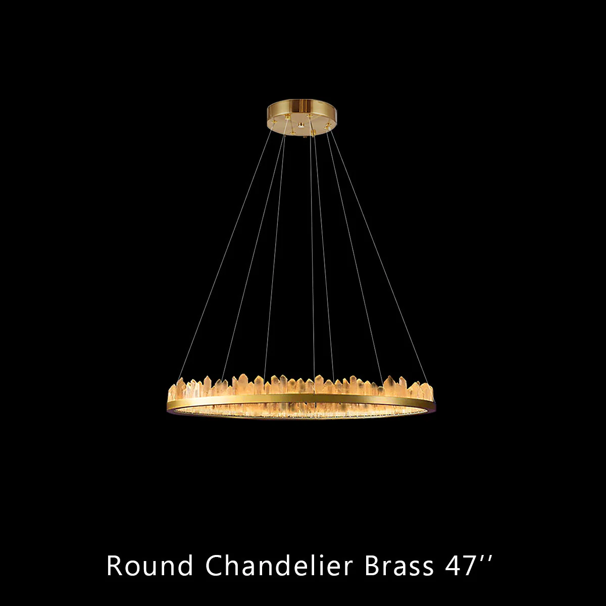 36 Inch Round Modern Chandelier Brass & Clear Geode Quartz Crystal Hanging Light - Image 17
