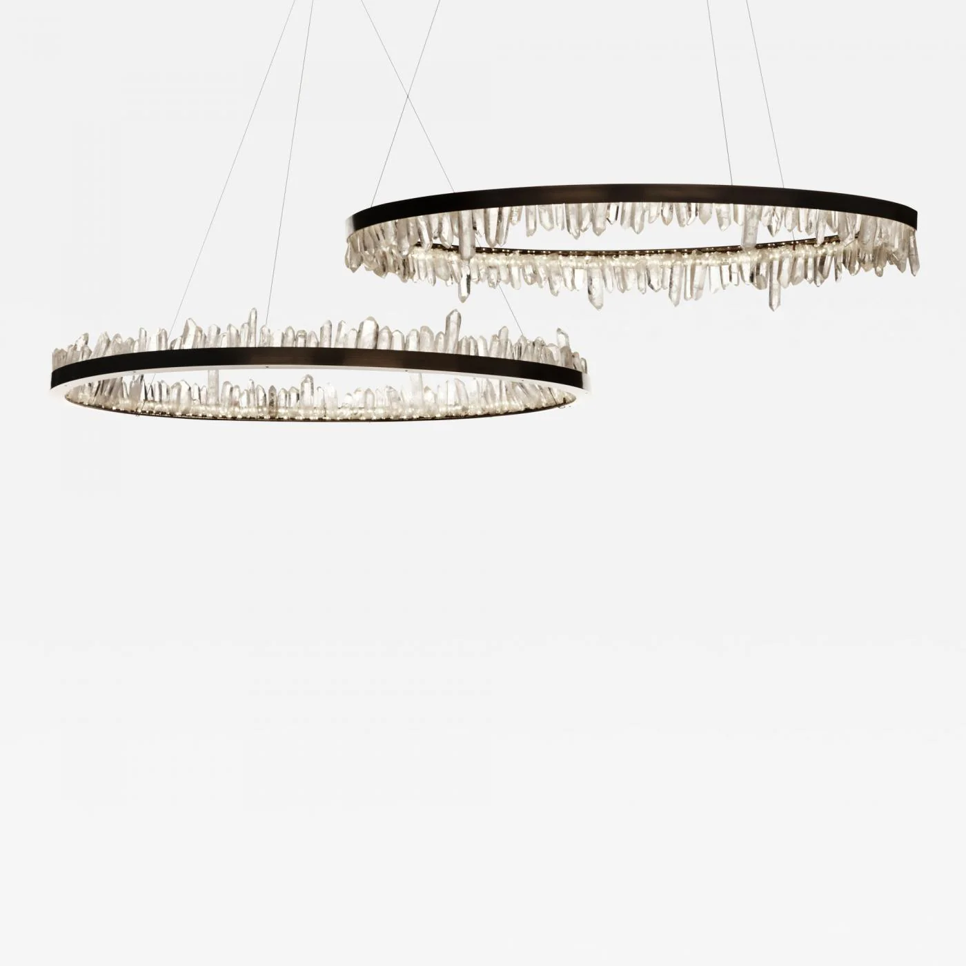36 Inch Round Modern Chandelier Brass & Clear Geode Quartz Crystal Hanging Light - Image 19