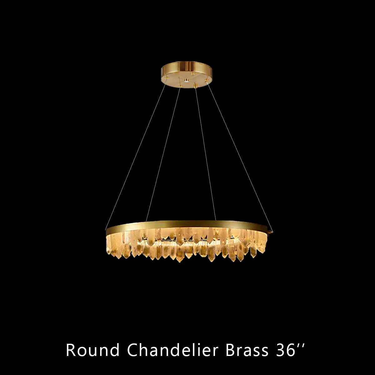 36 Inch Round Modern Chandelier Brass & Clear Geode Quartz Crystal Hanging Light - Image 4