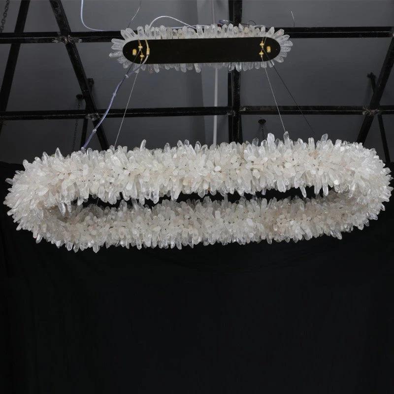47'' Oval Modern Clear Geode Quartz Crystal Chandelier for Dining Room - Image 2