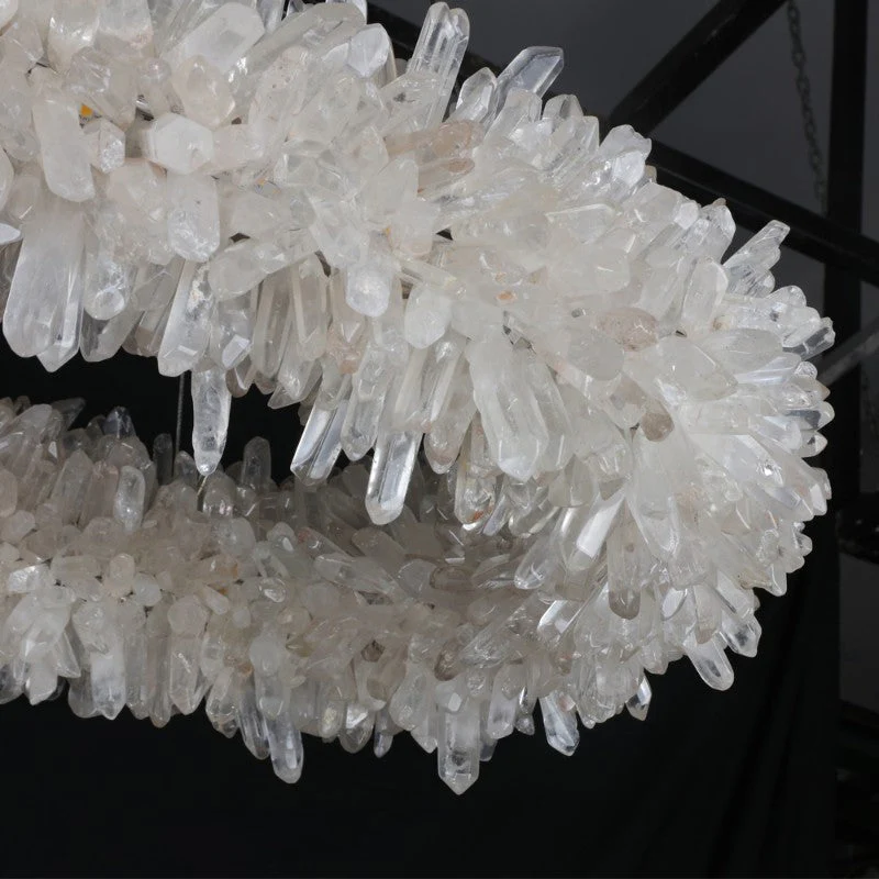 47'' Oval Modern Clear Geode Quartz Crystal Chandelier for Dining Room - Image 3
