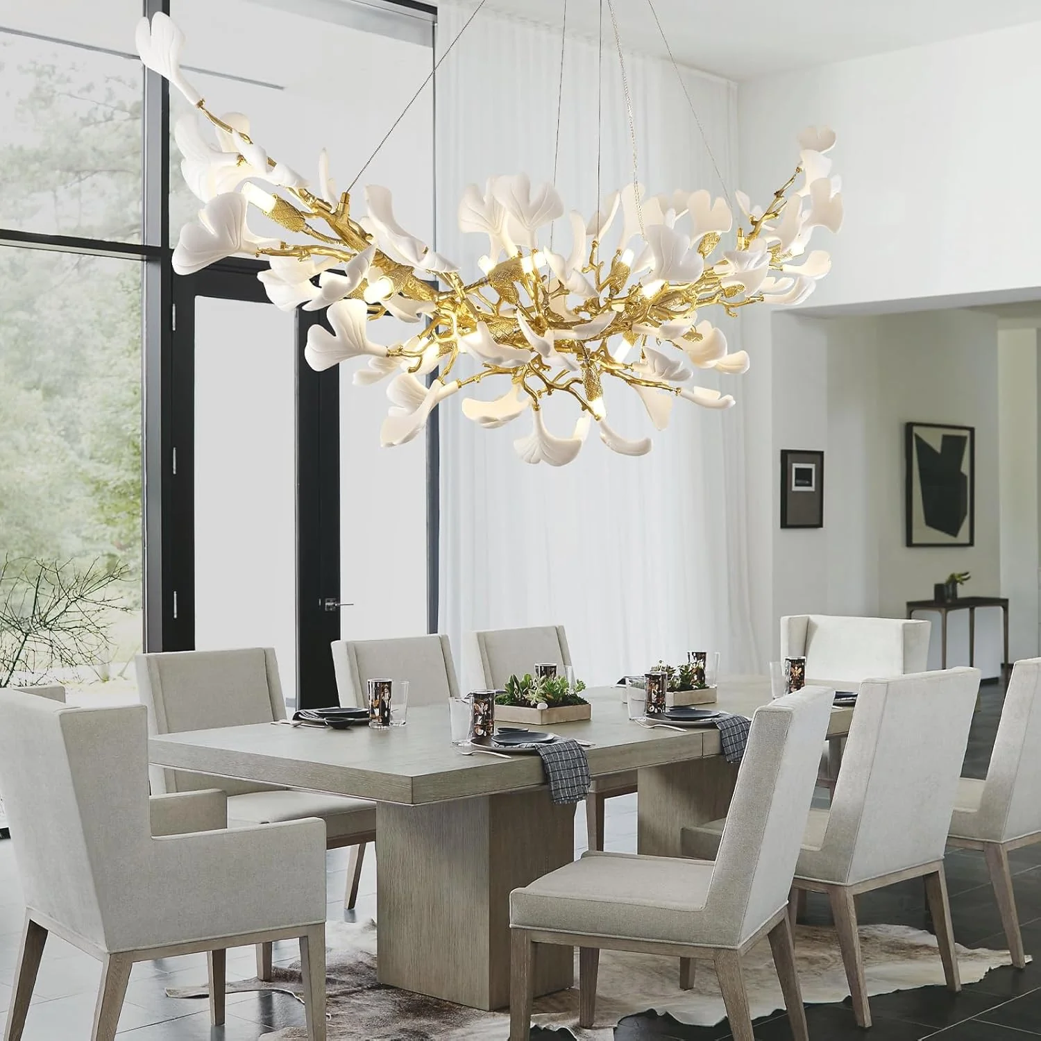 Ginkgo Rectangle Chandelier 55" - Image 7