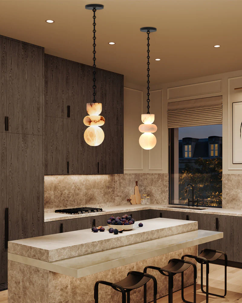 7 lights 6" Wide Multi Light LED Pendant Light Fixtures white alabaster indoor lighting - Image 4