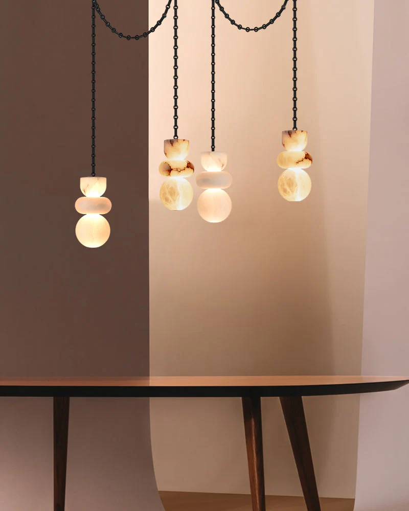 7 lights 6" Wide Multi Light LED Pendant Light Fixtures white alabaster indoor lighting - Image 7