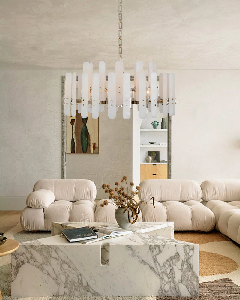 8/10-light Simple Modern Alabaster Large Oval Chandelier 40“45” Dia - Image 13