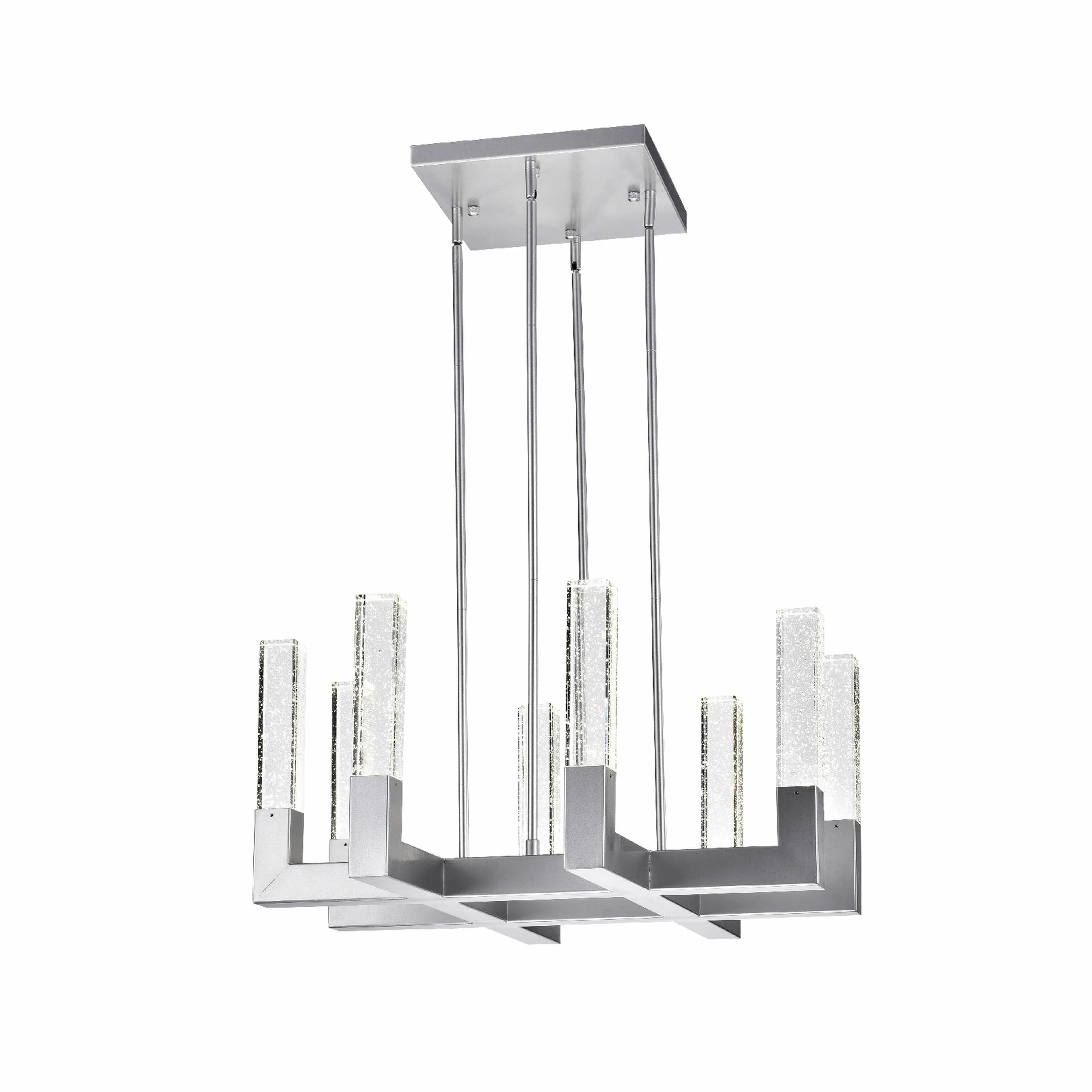 8 Light Square Crystal Dianyi LED Chandelier // Silver - Image 2