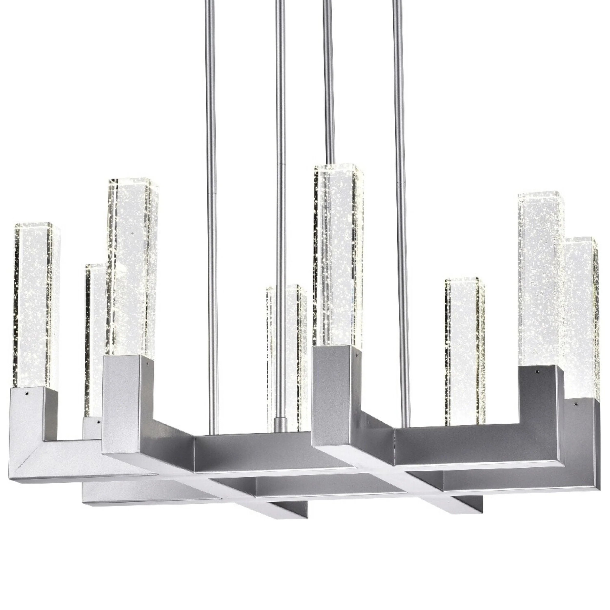 8 Light Square Crystal Dianyi LED Chandelier // Silver - Image 3