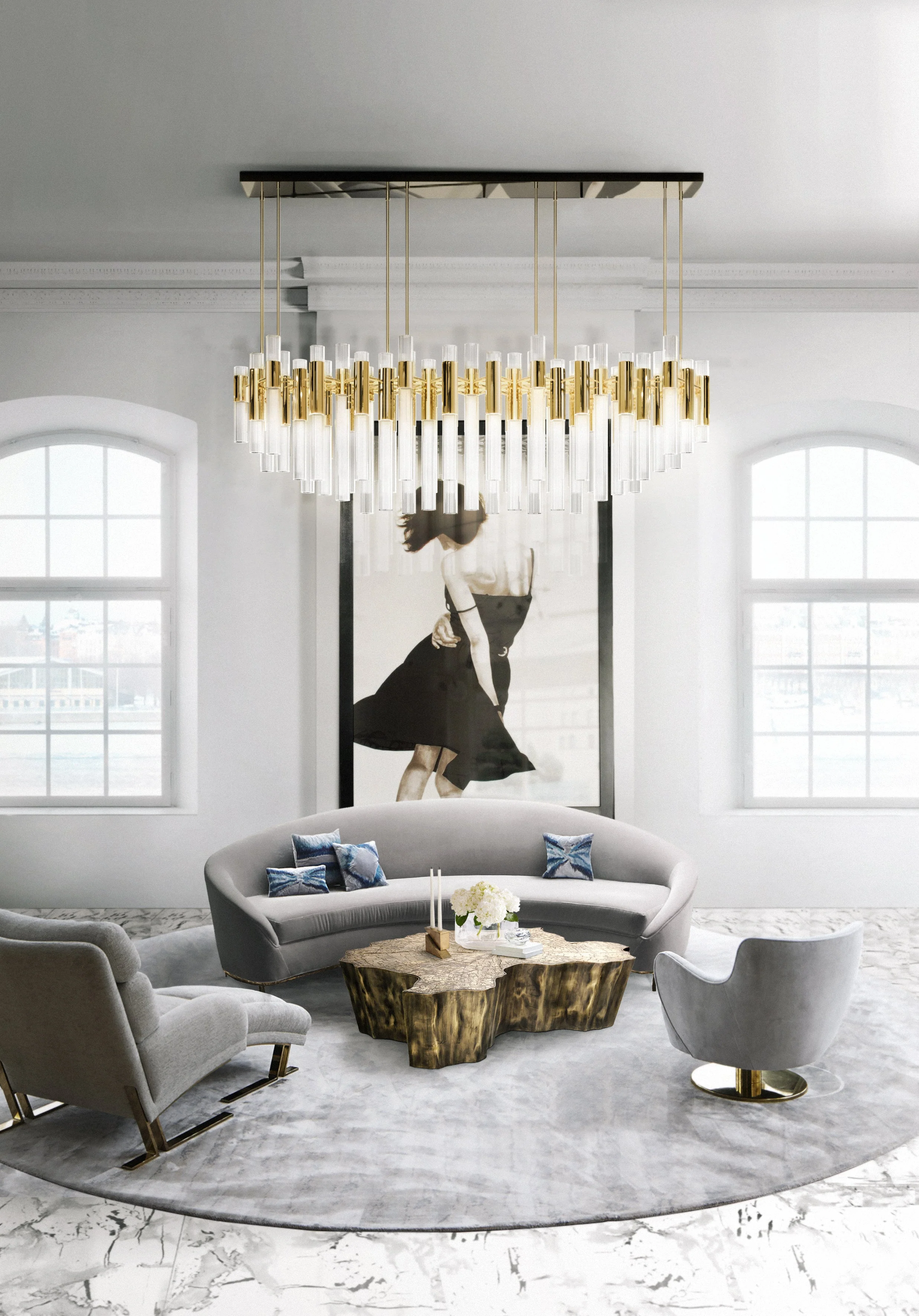 Waterfall Rectangular 80-Light Crystal Modern Chandelier - Luxxu - Image 2