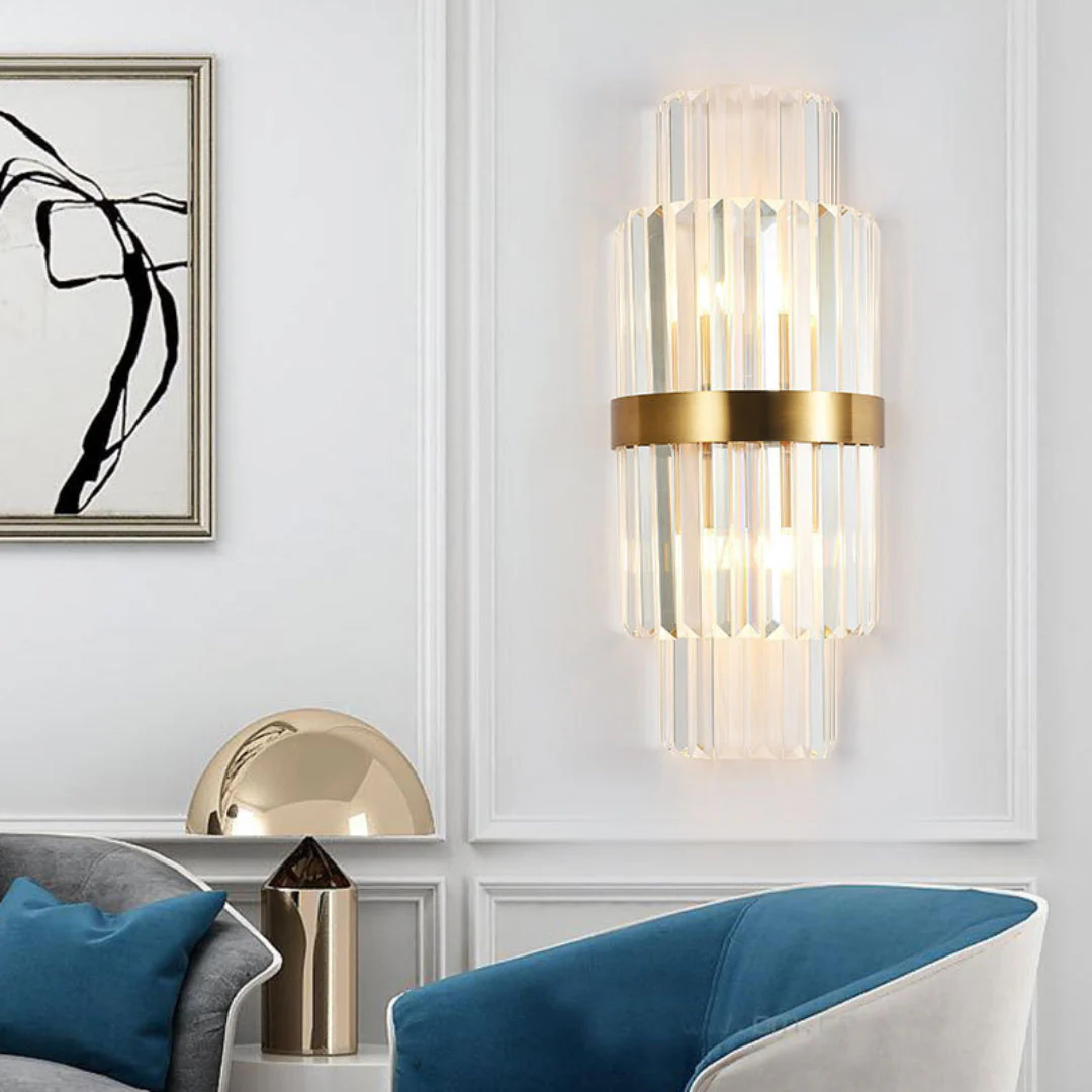 Gold Layered Crystal Wall Lamp - Image 11
