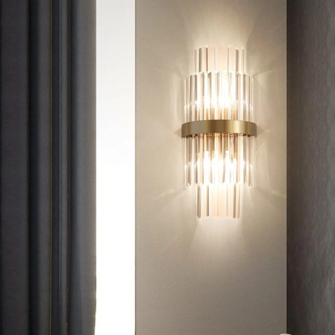 Gold Layered Crystal Wall Lamp - Image 12