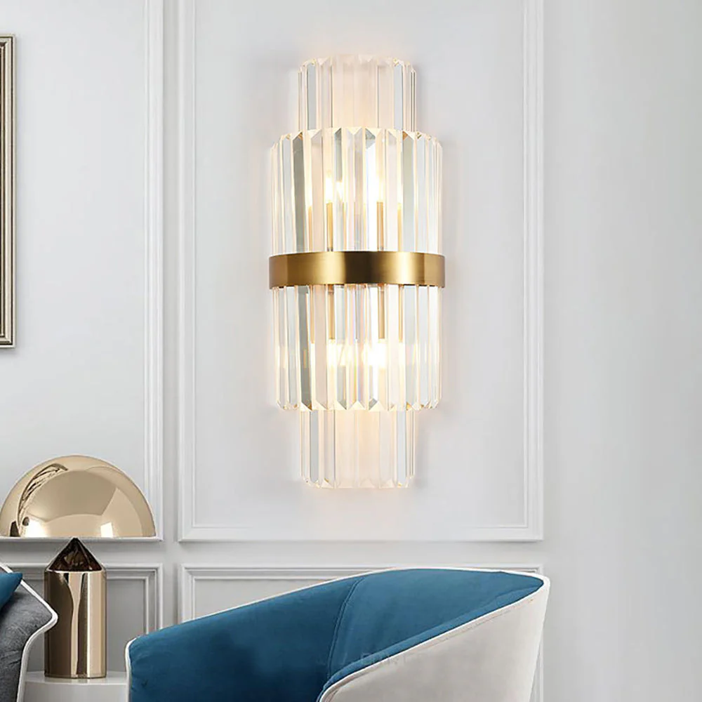 Gold Layered Crystal Wall Lamp - Image 2