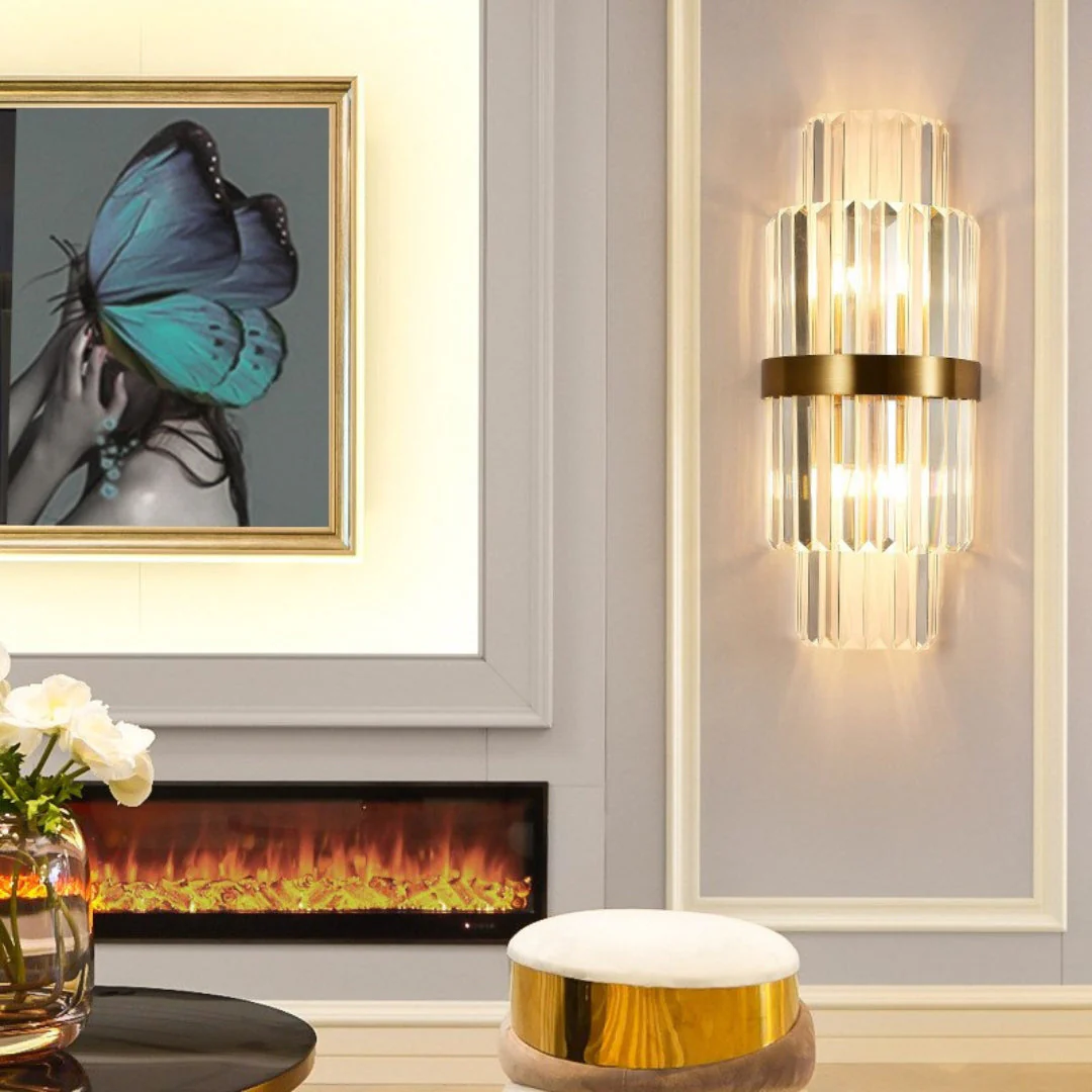Gold Layered Crystal Wall Lamp - Image 7