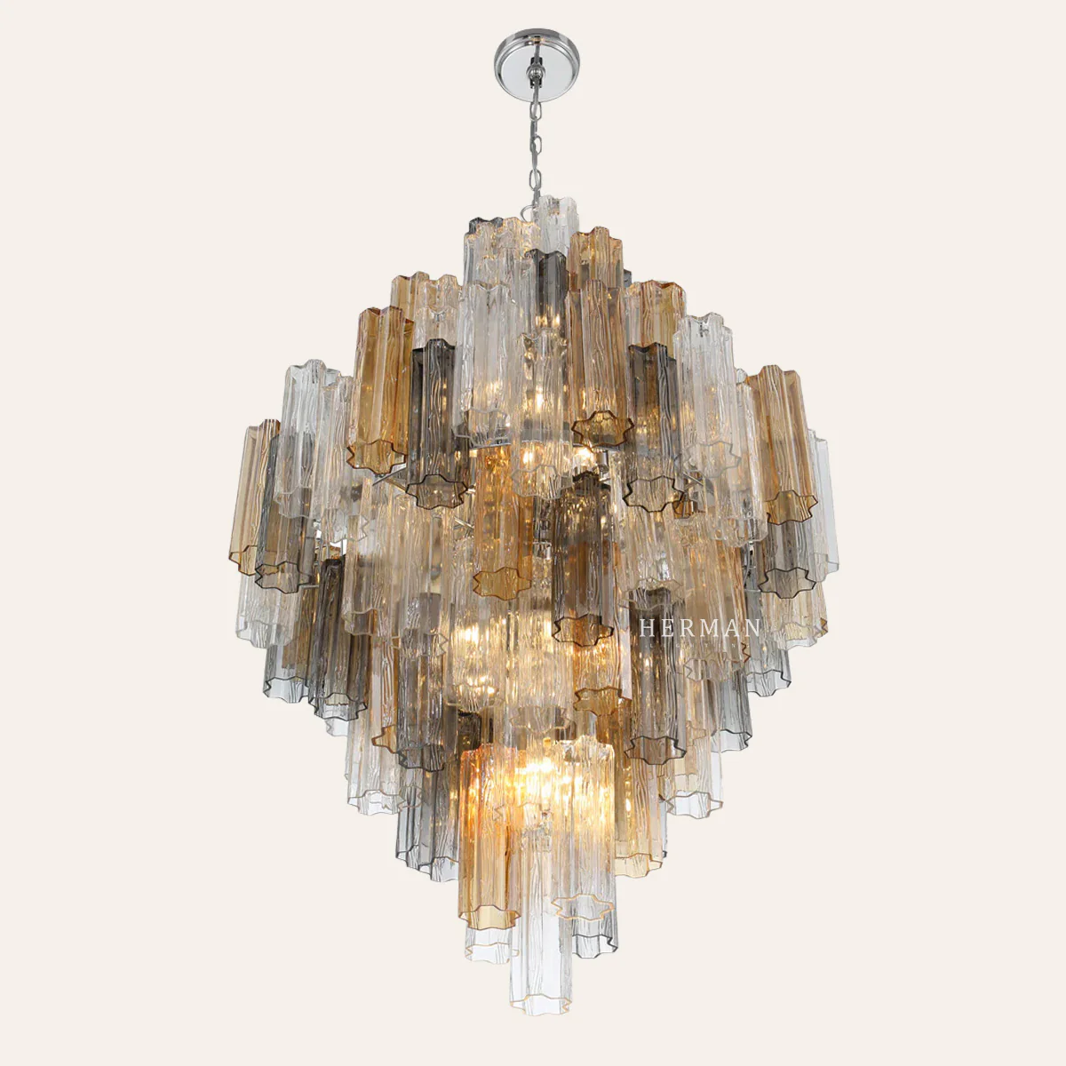 Addis Murano Glass Diamond Chandelier 50"H - Image 15
