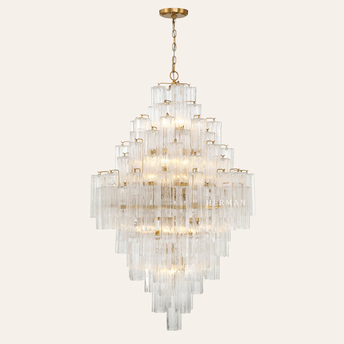 Addis Murano Glass Diamond Chandelier 50"H - Image 5