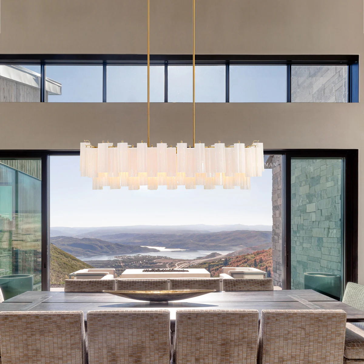 Addis Murano Glass Linear Chandelier 51" - Image 5