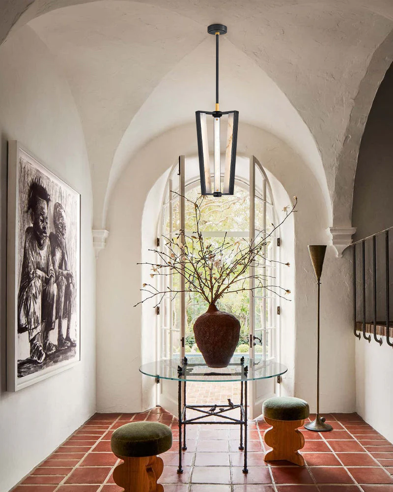 Aged Brass/Black LED Arm Edgemere Cage Collection Linear Pendants Light 16" - Image 9