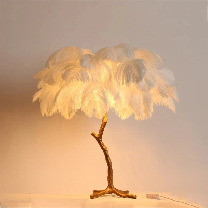 Aisa Featherly Ostrich Feathe Table Lamp - Image 8