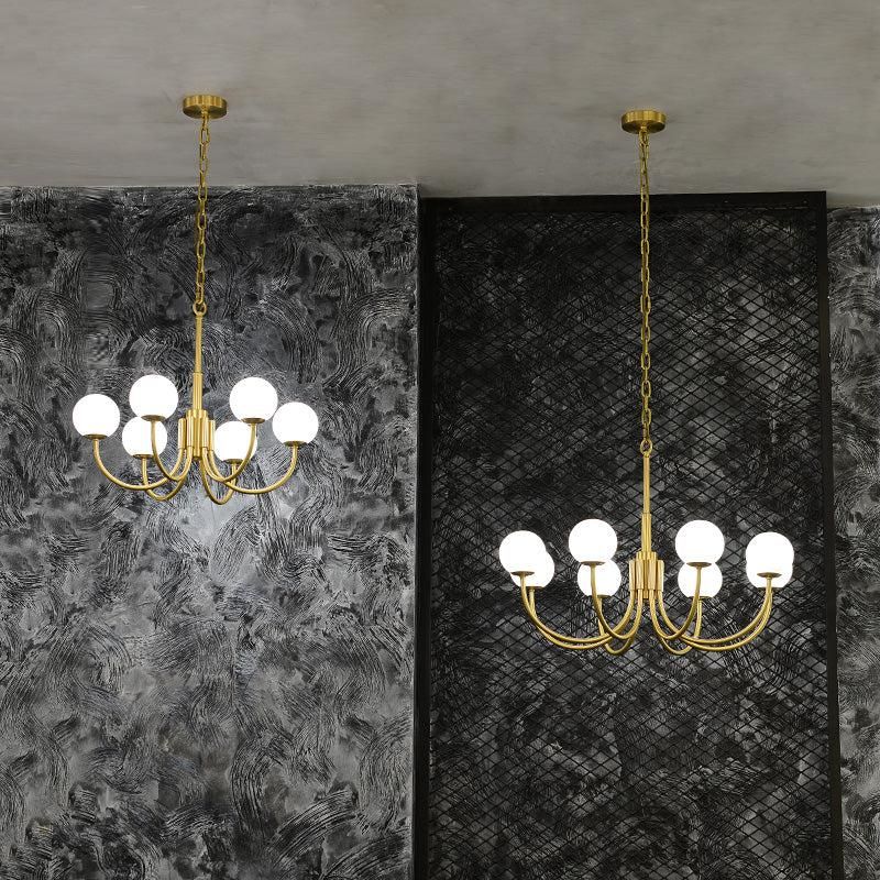 Alabaster Brass Chandelier 25.6" 31.5" - Image 3