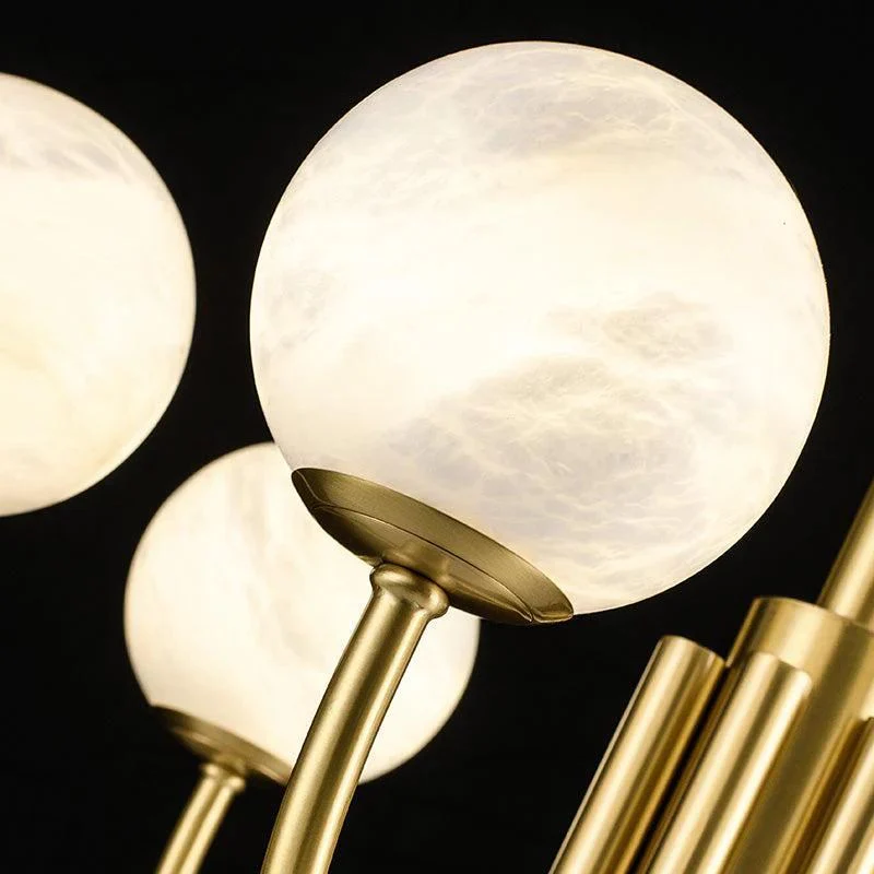 Alabaster Brass Chandelier 25.6" 31.5" - Image 4
