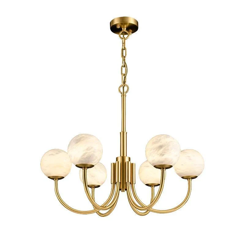 Alabaster Brass Chandelier 25.6" 31.5" - Image 5