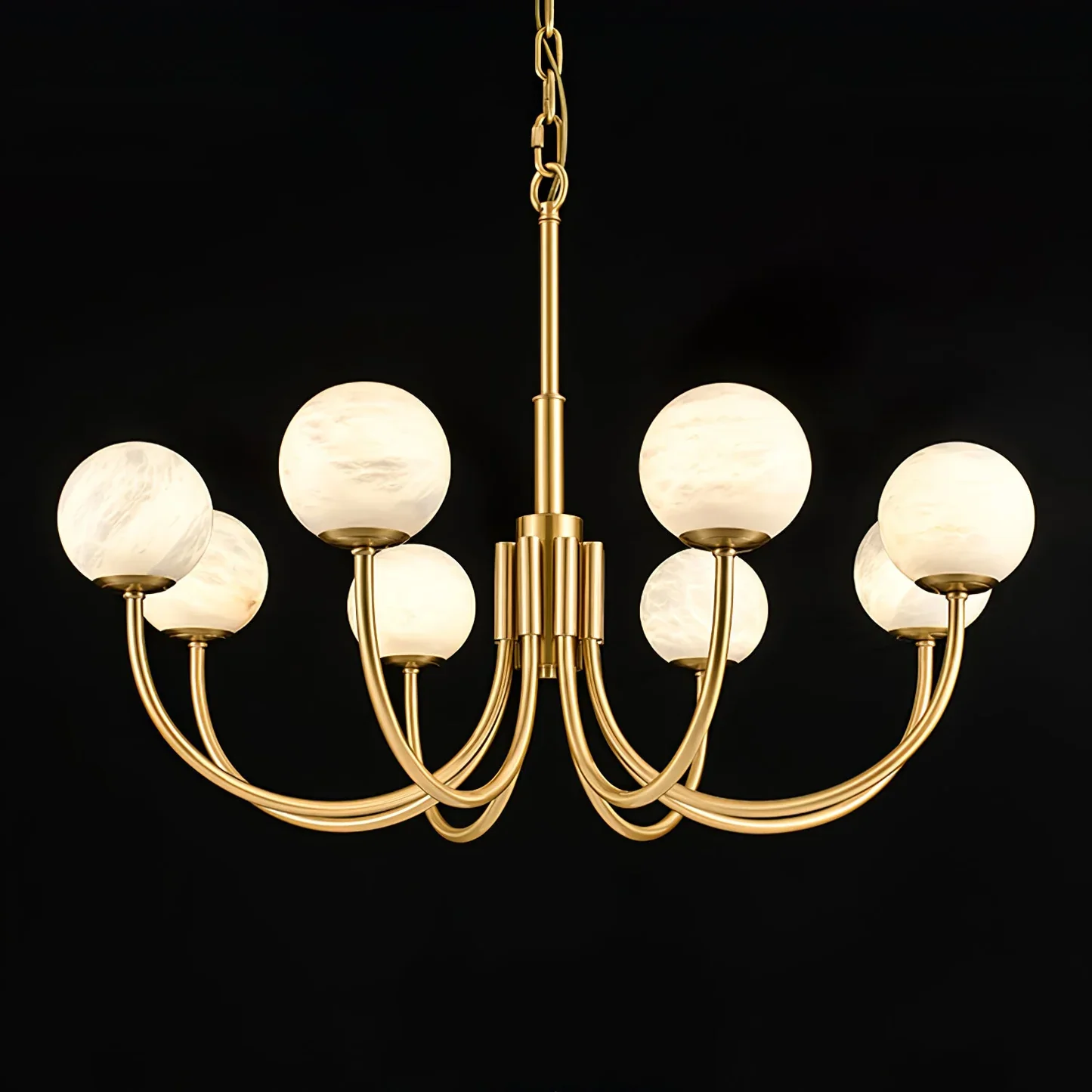 Alabaster Brass Chandelier 25.6" 31.5" - Image 6