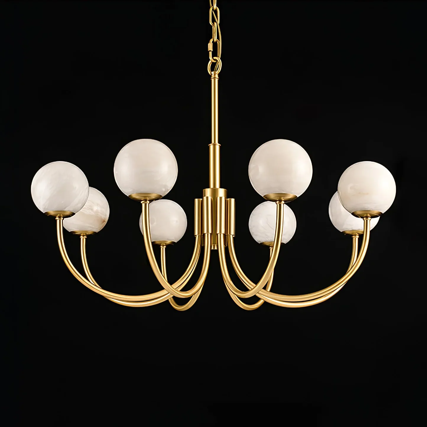 Alabaster Brass Chandelier 25.6" 31.5" - Image 8
