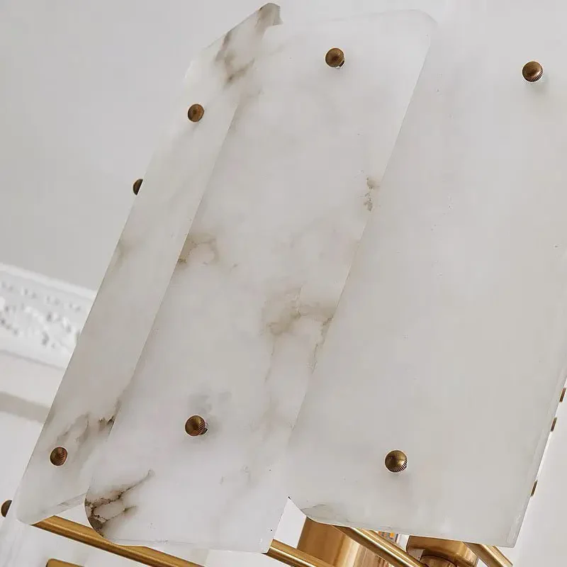 Alabaster Brass Dining Room Round Chandelier - Image 4