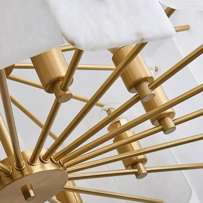 Alabaster Brass Dining Room Round Chandelier - Image 5
