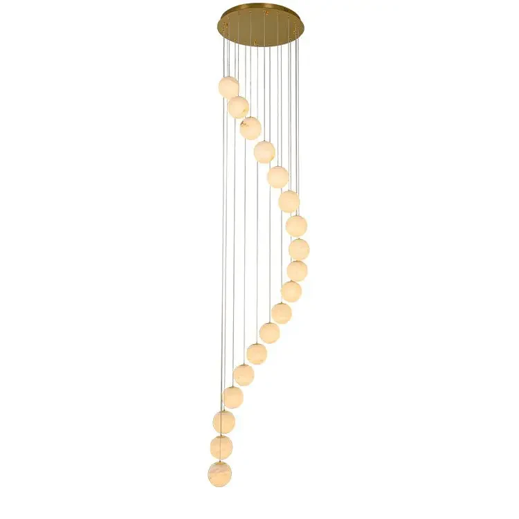 Alabaster Brass Modern Globe Spiral Chandelier - Image 4
