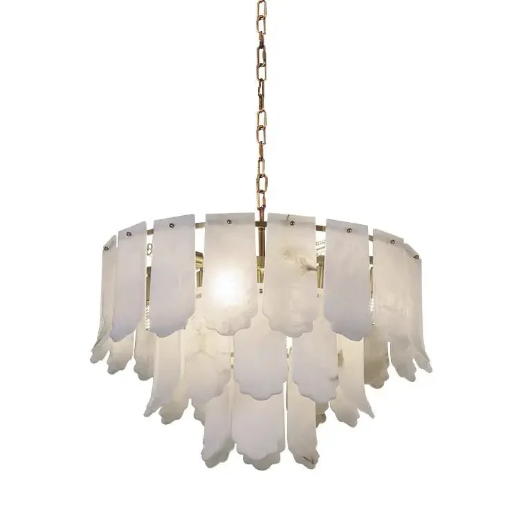 Alabaster Brass Multi-Layer Chandelier Lamp - Image 3