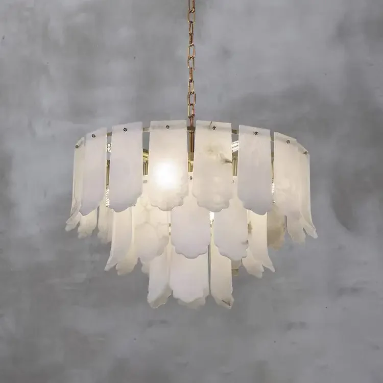 Alabaster Brass Multi-Layer Chandelier Lamp - Image 4