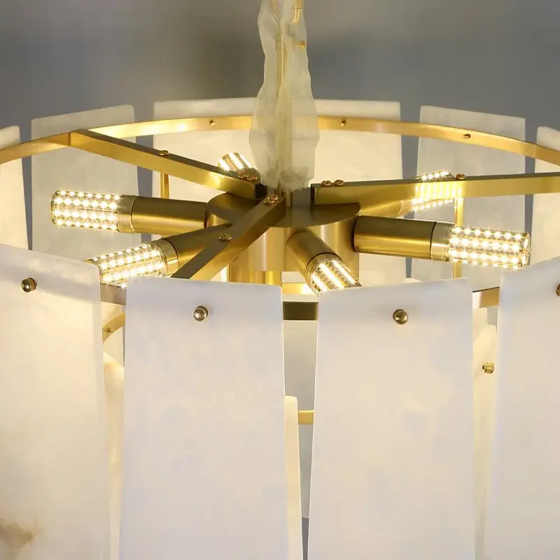 Alabaster Brass Multi-Layer Chandelier Lamp - Image 6