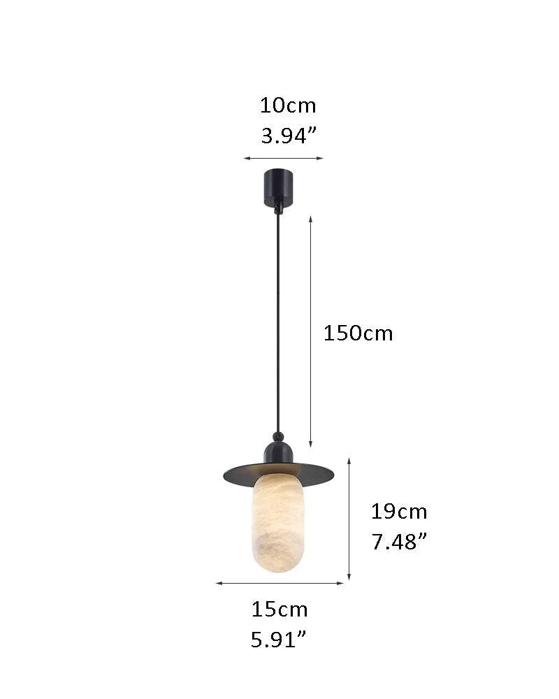 Alabaster Ceiling Pendant Lamp in black metal plate for dining room, living room, bedroom - Image 14