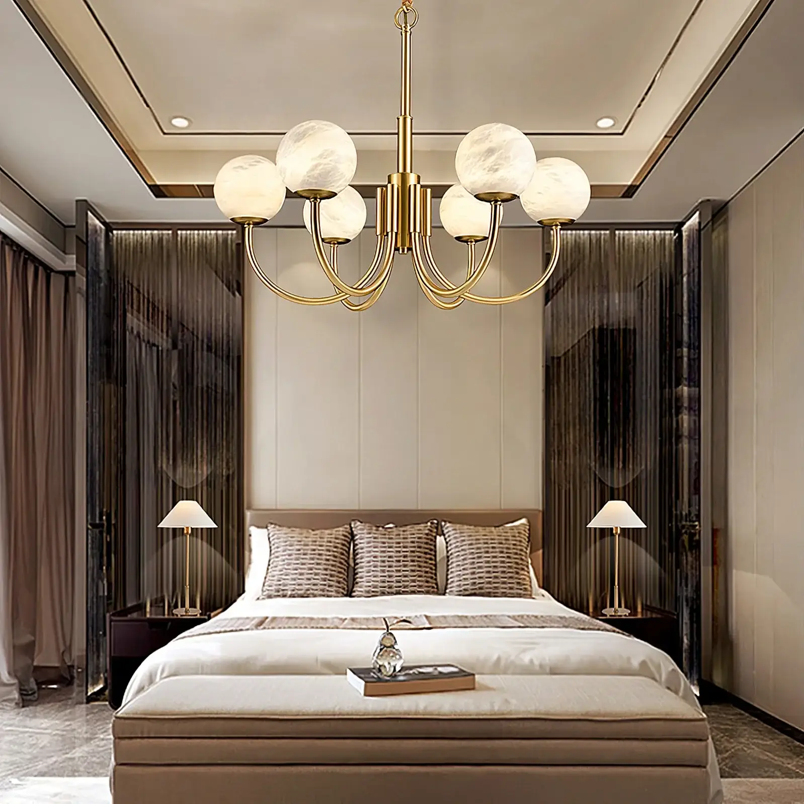 Copper Alabaster Chandelier - Image 8