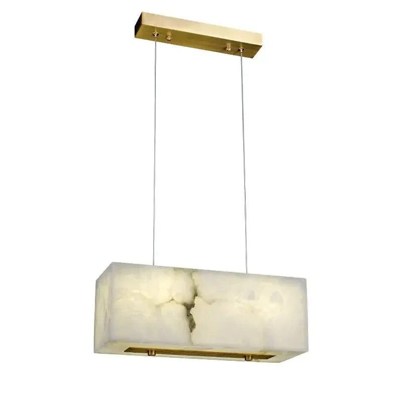 Alabaster Cuboid Dining Room Chandelier 17" L - Image 2