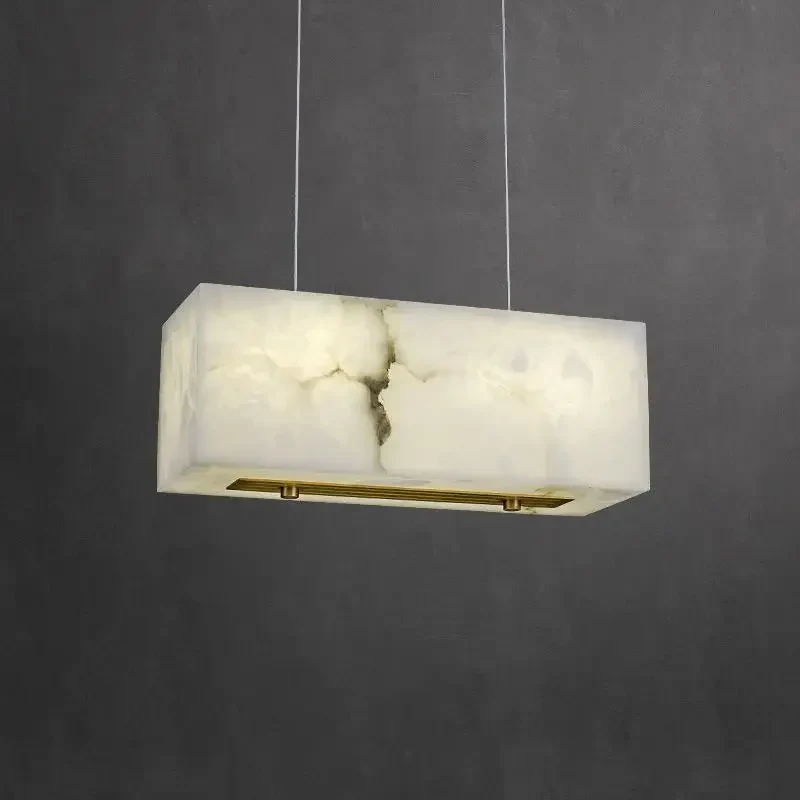 Alabaster Cuboid Dining Room Chandelier 17" L - Image 3
