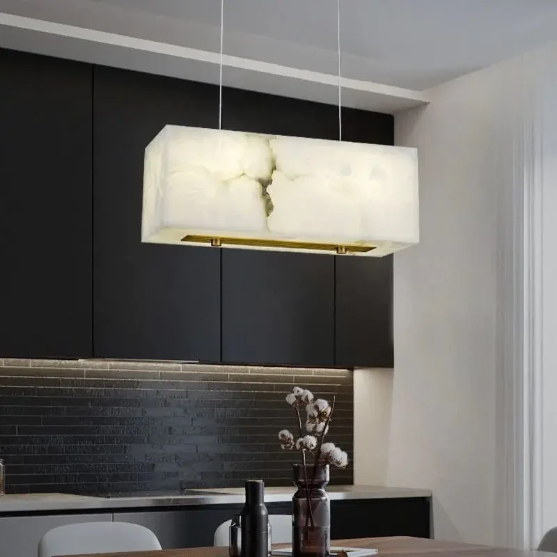 Alabaster Cuboid Dining Room Chandelier 17" L - Image 4