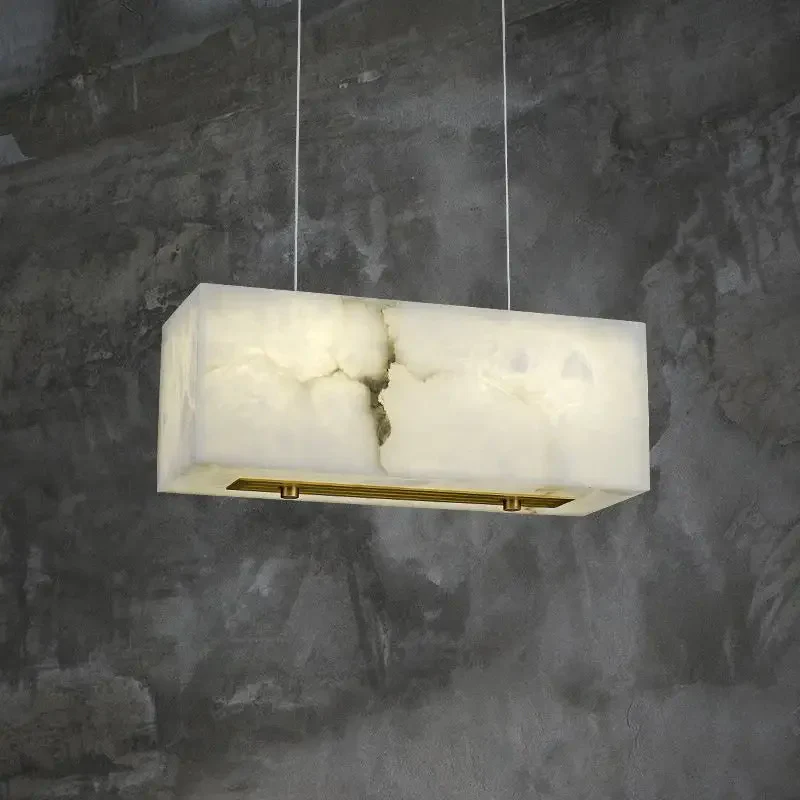 Alabaster Cuboid Dining Room Chandelier 17" L - Image 5