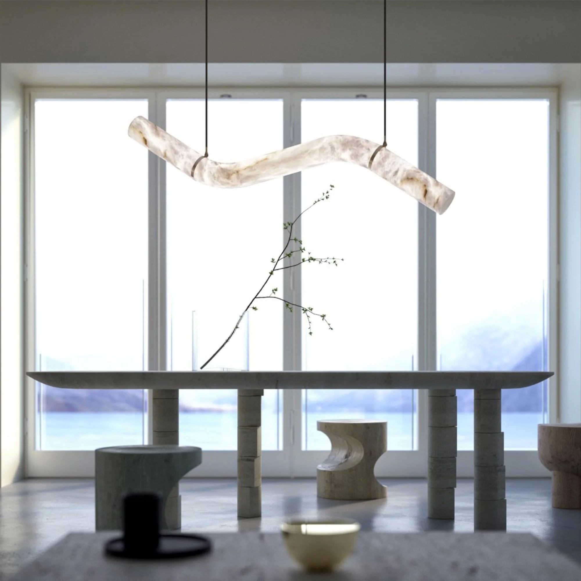 Alabaster Curved Chandelier - Image 11