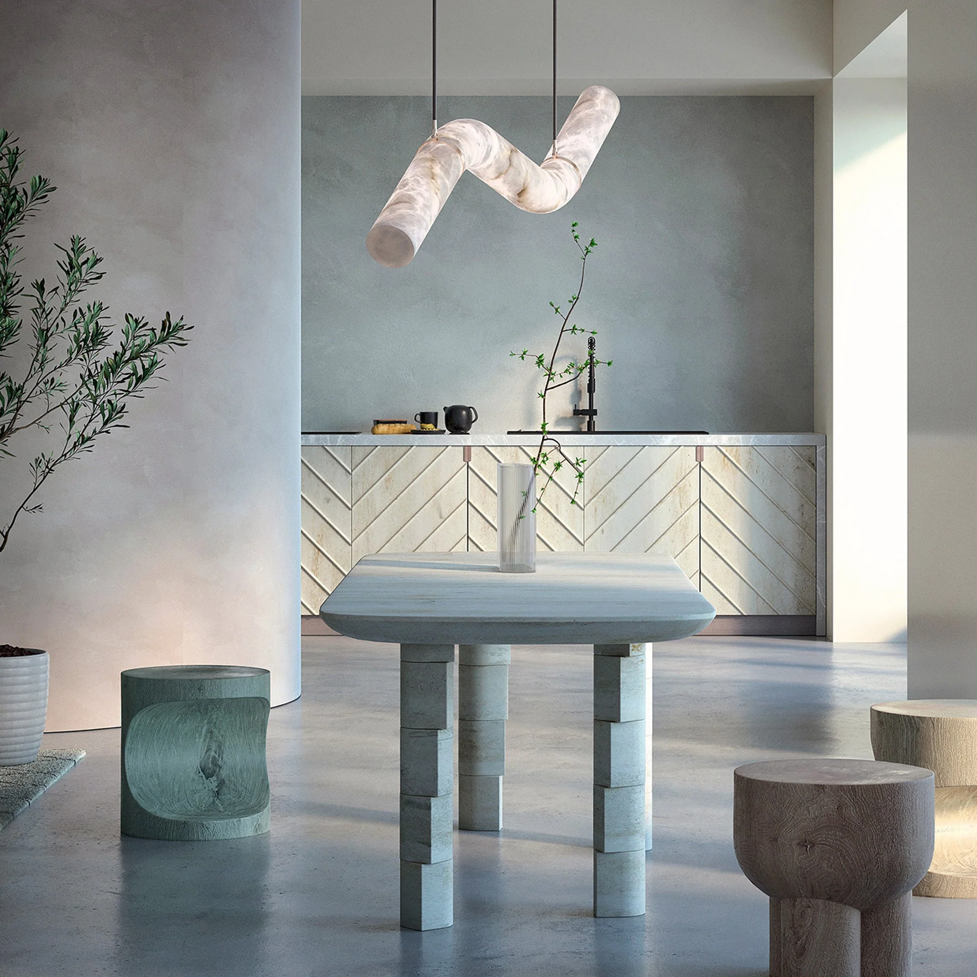 Alabaster Curved Chandelier - Image 13