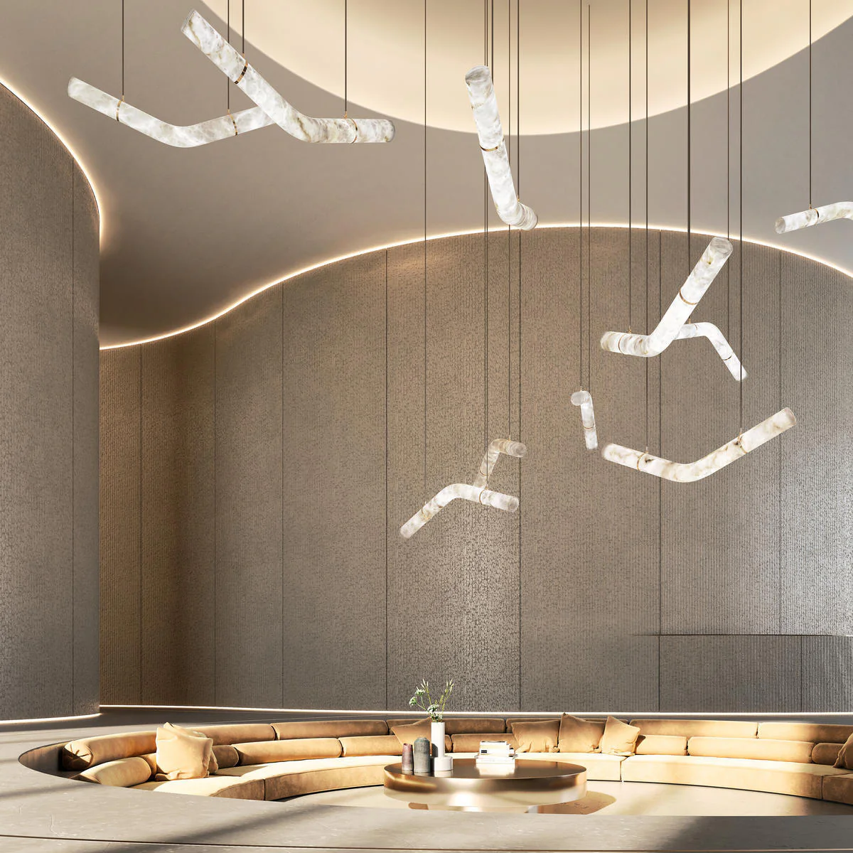 Alabaster Curved Chandelier - Image 5