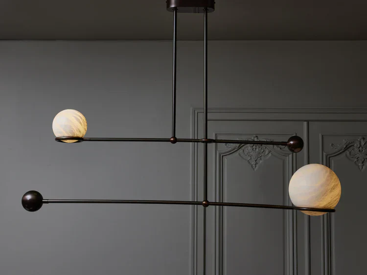 Alabaster Double Pendulum Chandelier - Image 2