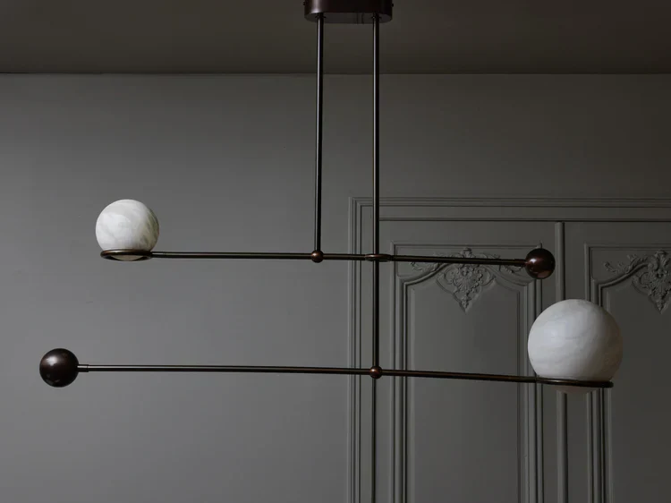Alabaster Double Pendulum Chandelier - Image 3