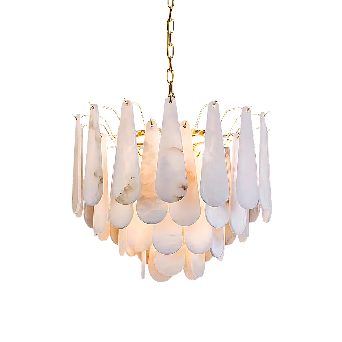 Alabaster Feathery Chandelier 21.7"D 31.5"D - Image 2