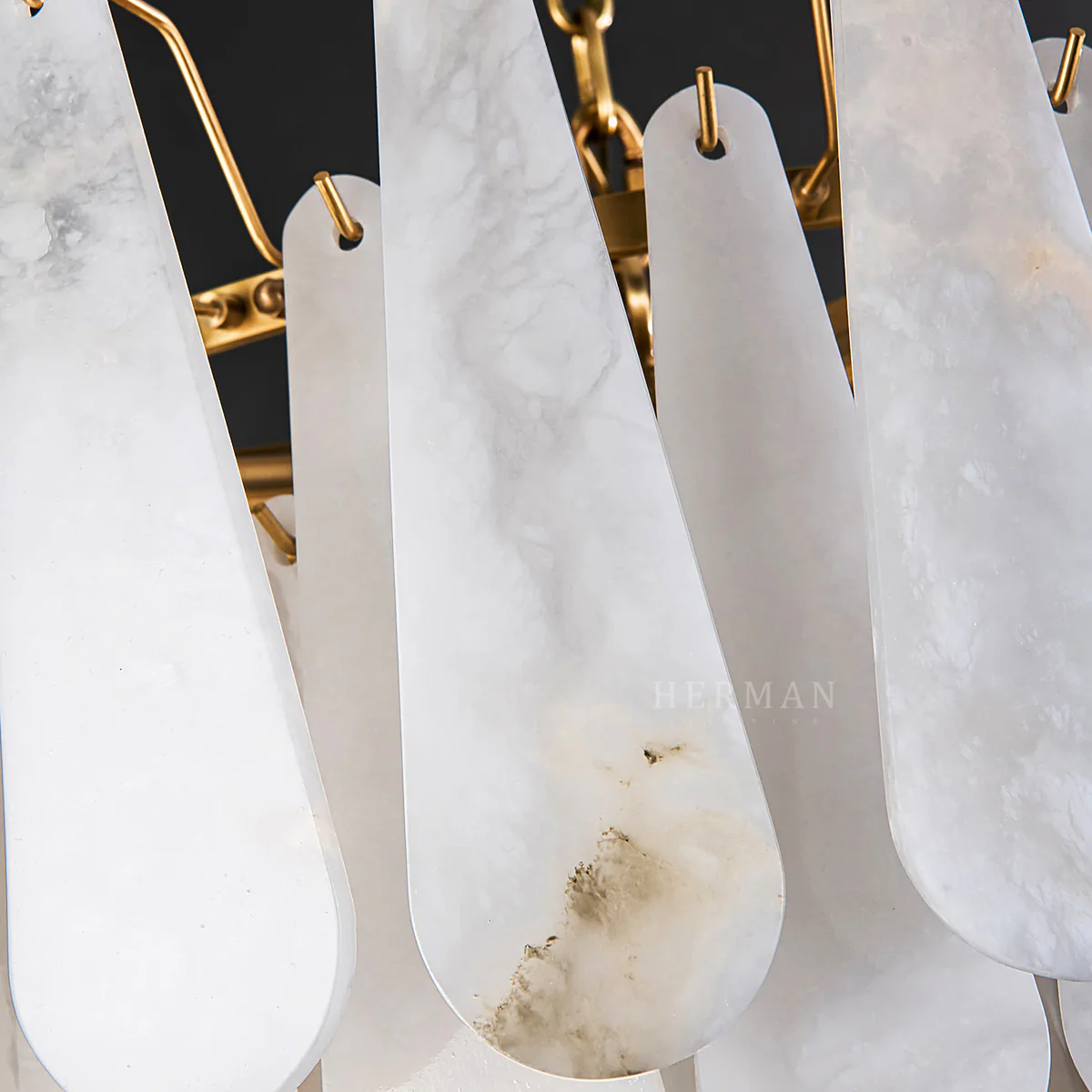 Alabaster Feathery Chandelier 21.7"D 31.5"D - Image 6