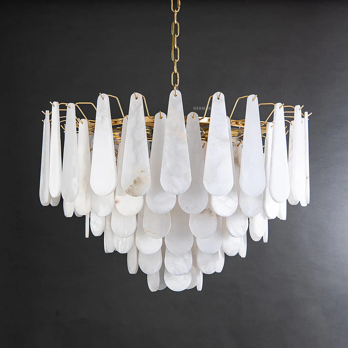 Alabaster Feathery Chandelier 21.7"D 31.5"D - Image 8